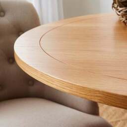 Xavi 4 Seater Round Dining Table, Oak - thumbnail 3