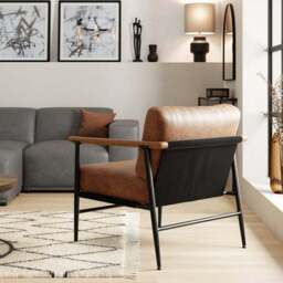 Arbour Faux Leather Industrial Accent Chair - thumbnail 2