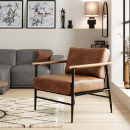 Arbour Faux Leather Industrial Accent Chair - thumbnail 1