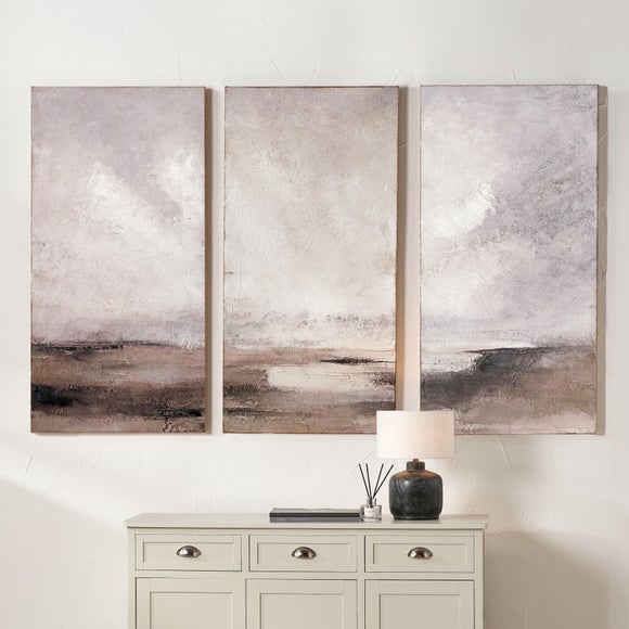 Set of 3 Grey Abstract Black Framed Canvases - image 1