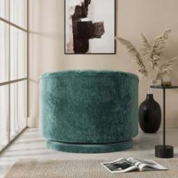 Elena Luxe Chenille Scalloped Swivel Chair - thumbnail 2