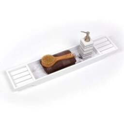 Marble Effect Bamboo Bath Rack - thumbnail 2