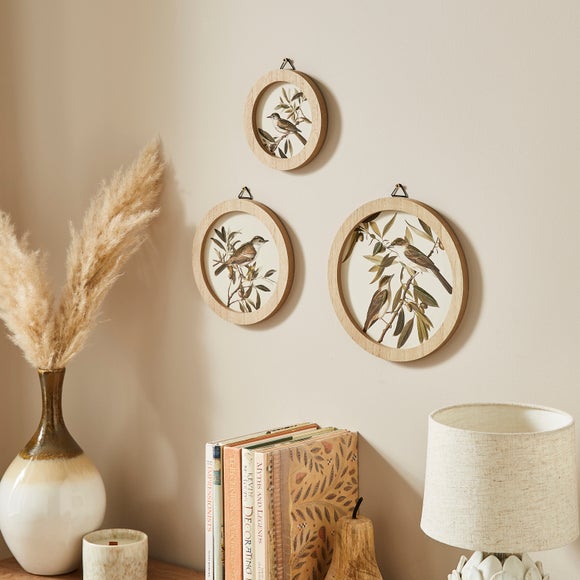 Set of 3 Birds In The Trees Circular Framed Prints - image 1