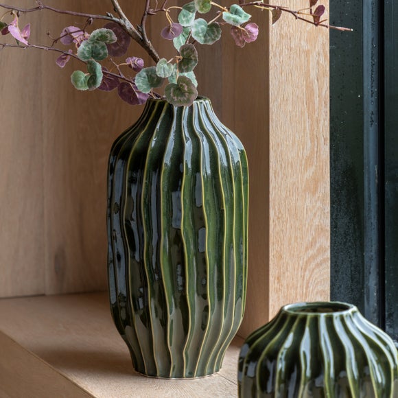 Cedar & Sage Organic Ribbed Ceramic Vase - image 1