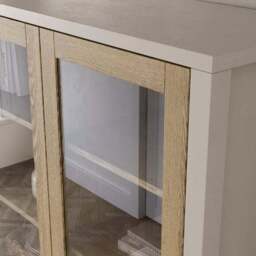 Olney Glazed Display Cabinet, Stone & Oak Effect - thumbnail 4