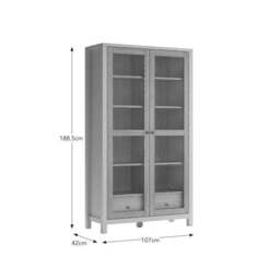 Olney Glazed Display Cabinet, Stone & Oak Effect - thumbnail 6
