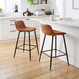 Jayden Counter Height Bar Stool, Faux Leather - thumbnail 1