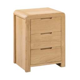 Curve 3 Drawer Bedside Table, Oak - thumbnail 2