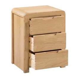 Curve 3 Drawer Bedside Table, Oak - thumbnail 3