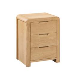 Curve 3 Drawer Bedside Table, Oak