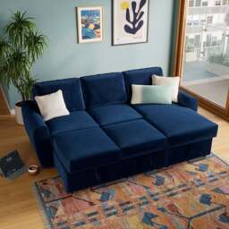 Layton Velvet Corner Trundle Sofa Bed - thumbnail 4