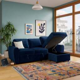 Layton Velvet Corner Trundle Sofa Bed - thumbnail 3