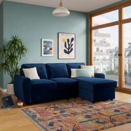 Layton Velvet Corner Trundle Sofa Bed - thumbnail 1