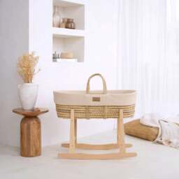 Clair De Lune Organic Moses Basket with Rocking Stand - thumbnail 1