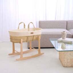 Clair De Lune Organic Moses Basket with Rocking Stand - thumbnail 2