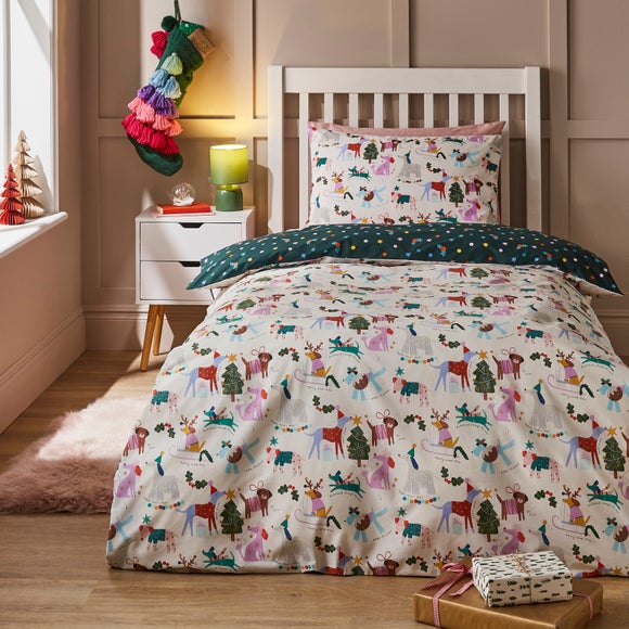 Christmas Dogs Duvet Cover & Pillowcase Set
