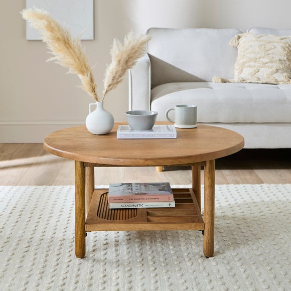 Khari Round Coffee Table, Midtone Mango Wood - image 1