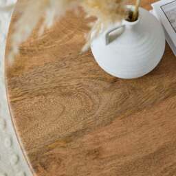 Khari Round Coffee Table, Midtone Mango Wood - thumbnail 4