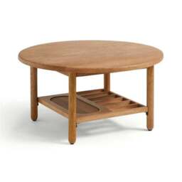 Khari Round Coffee Table, Midtone Mango Wood - thumbnail 5