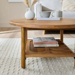 Khari Round Coffee Table, Midtone Mango Wood - thumbnail 2