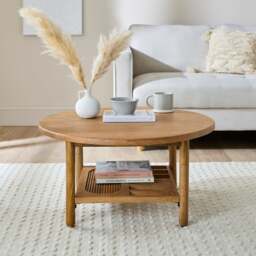 Khari Round Coffee Table, Midtone Mango Wood - thumbnail 1