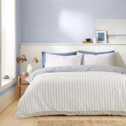 Fairford Ticking Stripe 100% Cotton Duvet Cover & Pillowcase Set - thumbnail 3