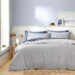 Fairford Ticking Stripe 100% Cotton Duvet Cover & Pillowcase Set - thumbnail 1