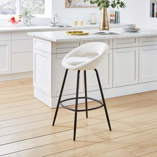 Wood Stool White Bar Stools Dunelm Lucie Bar Stool, Boucle Ivory