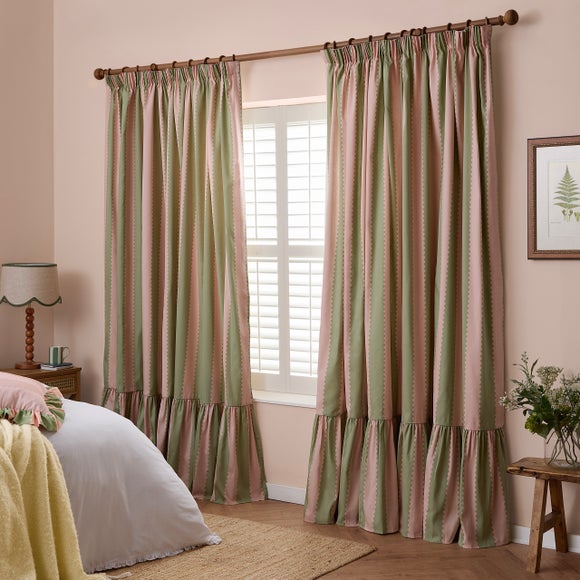 Furn. Birdie Stripe Pencil Pleat Curtains - image 1