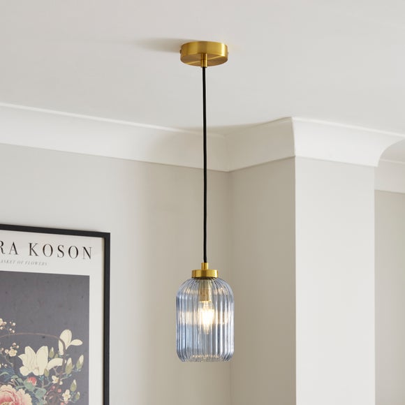 Riley Ribbed Adjustable Pendant Light - image 1