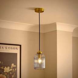 Riley Ribbed Adjustable Pendant Light - thumbnail 2