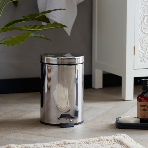 Bathroom Basics 3-Litre Silver Pedal Bin - image 1
