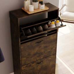 Vida Designs 3 Tier Dark Wood Effect Shoe Cabinet - thumbnail 4