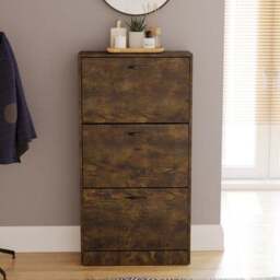 Vida Designs 3 Tier Dark Wood Effect Shoe Cabinet - thumbnail 3