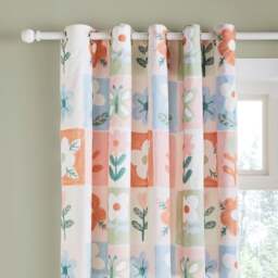 Patchwork Floral Blackout Eyelet Curtains
