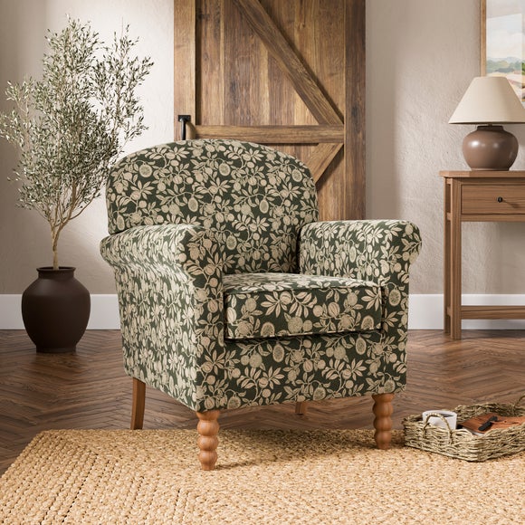Enya Vintage Pod Print Scroll Armchair - image 1