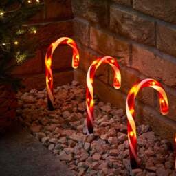Set of 6 Candy Cane Stake Lights - thumbnail 2