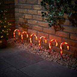 Set of 6 Candy Cane Stake Lights - thumbnail 1