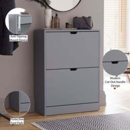 Vida Designs 2 Tier Slot Handle Shoe Cabinet - thumbnail 5