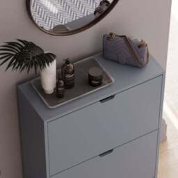 Vida Designs 2 Tier Slot Handle Shoe Cabinet - thumbnail 2