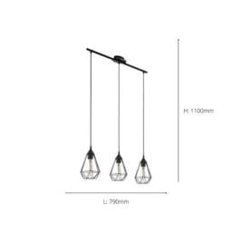 EGLO Tarbes Industrial 3 Light Adjustable Diner Ceiling Light - thumbnail 4
