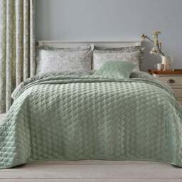 Evesham Green Quilted Velvet Cushion - thumbnail 2