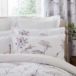 Dorma Purity Meadow Mauve 100% Cotton Oxford Pillowcase Pair - thumbnail 1