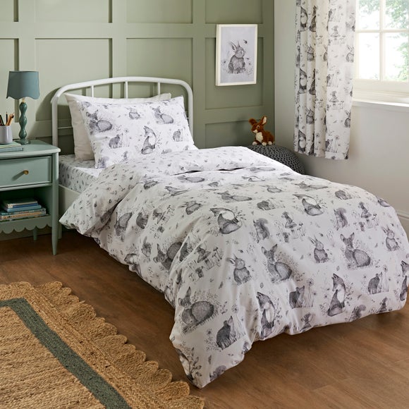 Sketched Woodland 100% Cotton Duvet Cover & Pillowcase Set - image 1