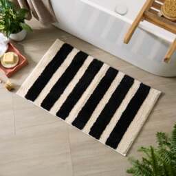 Black and Cream Stripe Cotton Mat - thumbnail 1