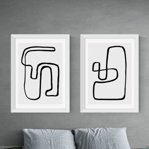 East End Prints Abstract Monochrome Set of 2 Prints by Rafael Farias - image 1