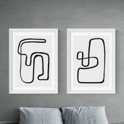 East End Prints Abstract Monochrome Set of 2 Prints by Rafael Farias - thumbnail 1