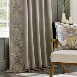 Morris & Co. Strawberry Thief Embroidered Pencil Pleat Curtains - thumbnail 4