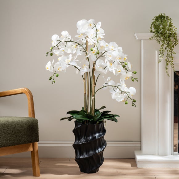 Artificial Real Touch Phalaenopsis Orchid in Stone Plant Pot - image 1