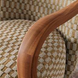 Clara Checkerboard Chenille Wooden Arm Accent Chair - thumbnail 4